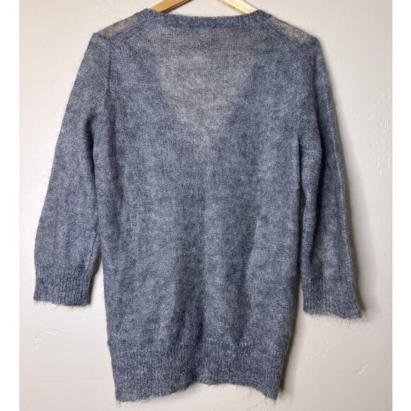J.Crew Grey Knit Lightweight Mohair Blend Button Up Cardigan 3/4 Sleeve Large - Picture 5 of 5